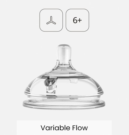 Comotomo flaskesmokker i silikon, 6+ Variable flow, 2pk = 6 stk. på lager